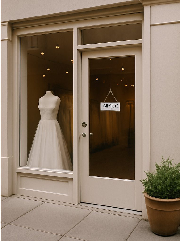 bridal dress in store window